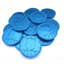 Fort Knox Milk Chocolate 1.5-inch Coins Light Blue Foil, 1 LB