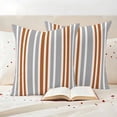 thumbnail image 3 of Orange Grey Stripes Outdoor Waterproof Pillow Covers, Simple Striped Lines Minimalist Modern Decorative Square Throw Pillowcase Sofa Cushion Sham for Patio/Couch/Chair, 24"x24" 2 Pack, 3 of 8