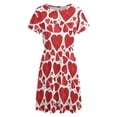 thumbnail image 4 of Valentines Day Hand Drawn Red Hearts Dress Fashion Beach Short Sleeve Dresses Female Party Printed Sundress, 4 of 7