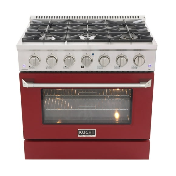 KUCHT Professional 36 in. 5.2 cu. ft. Gas Range with Convection Oven and Red Door