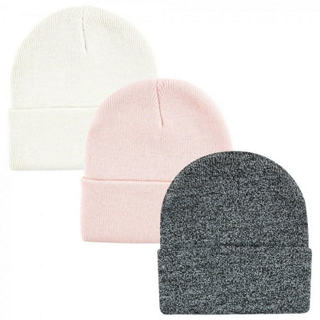 UPC: 0660168151299 | Hudson Baby Unisex Adult Knit Cuffed Beanie 3pk Pink White Adult