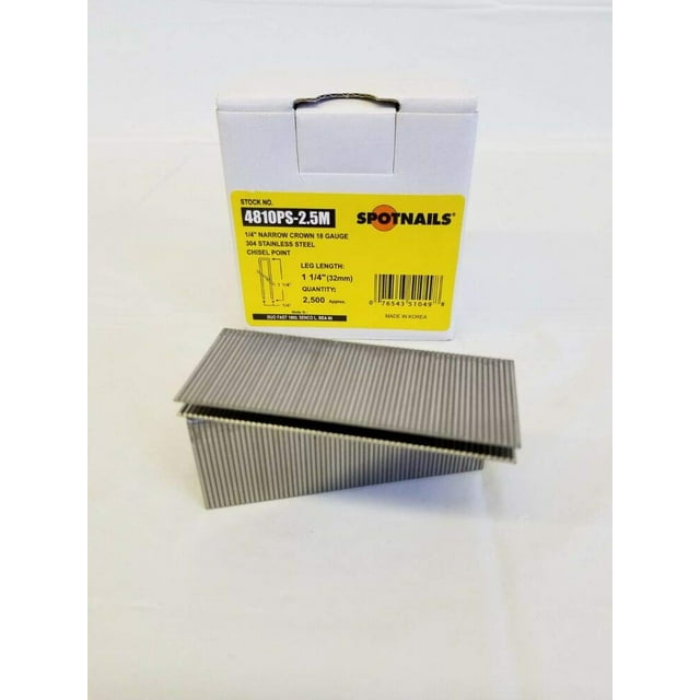 Stainless Steel Spot Nails 4810PS 1/4-Inch Narrow Crown 1-1/4-Inch Leg 18 Gauge