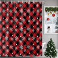 thumbnail image 3 of Winter Snowflakes Shower Curtain, 60" x 72", Christmas Snowing Red Black Plaid Modern Waterproof Bathroom Curtain Washable Shower Curtain Set with 12 Hooks, 3 of 6