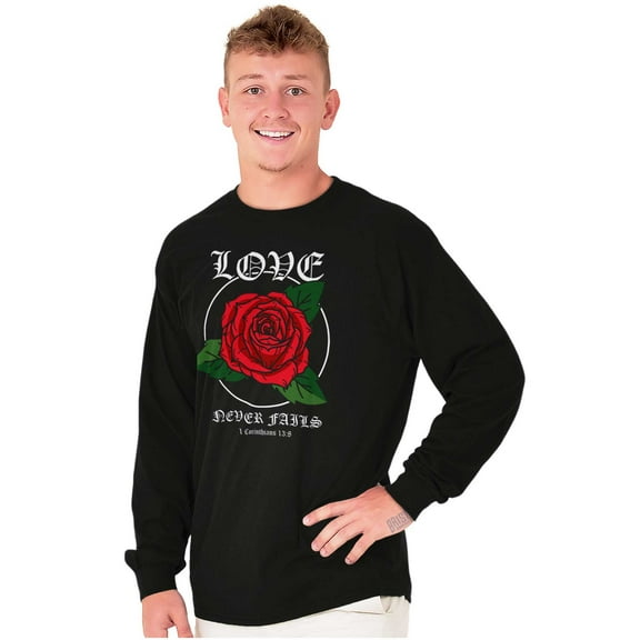 Cool Urban Love Never Fails Roses Long Sleeve TShirt Men Women Brisco Brands S
