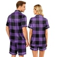 thumbnail image 5 of Mens Pajamas Set Shorts Matching Pajamas for Couples Men's Pajama Sets Button Up Pajamas for Women Couples Pajamas Matching PJS for Couples His and Hers Jammies Wife and Husband Lounge Sets, Black, L, 5 of 5