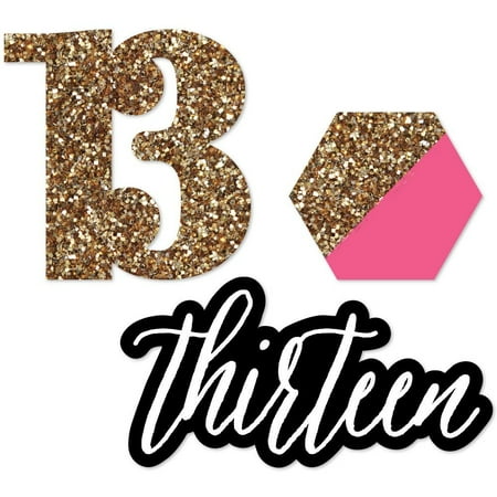 Chic 13th Birthday Pink Black And Gold Diy Shaped Birthday