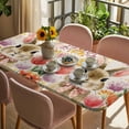 thumbnail image 3 of Easter Rabbit Table Cloths for 6 Foot Rectangle Tables, Rustic Tulips Flowers Vintage Botanical Patio Waterproof Elastic Fitted Tablecloths, Washable Rectangular Table Cover for Camping, 3 of 8