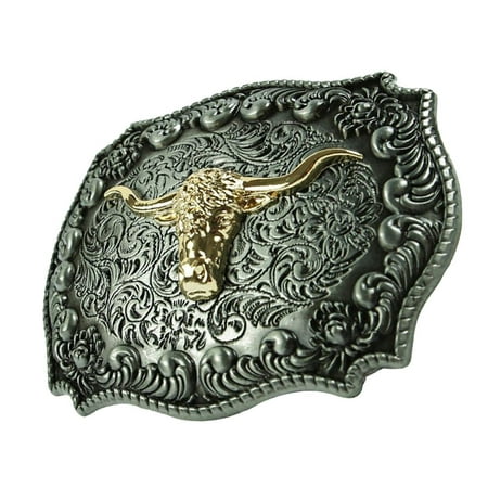 Unique Buckle Engraved Golden Bull Head Belt Buckle West Cowboys ...