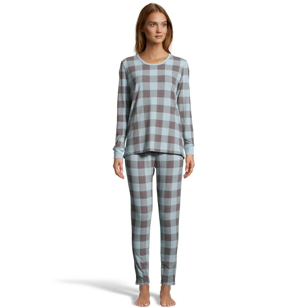 Hanes Hanes Women's Thermal Texture Set Blue Plaid M