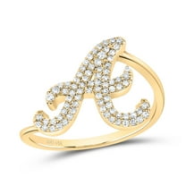 14kt Yellow Gold 1/4 Cttw Diamond Initial "A" Wedding Engagement Anniversary Ring, Women Size: 5-9