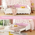 thumbnail image 4 of Bellemave Extendable Twin Size Upholstered Daybed with LED Light Princess Sofa Bed Frame with Crown-shaped Headboard and Armrest PU Leather Upholstered Daybed for Living Room, Bedroom, White, 4 of 11
