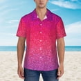 thumbnail image 2 of Gaeub Light Purple Glitter Print Men's Hawaiian Shirt,Button Down Short Sleeves Shirts,Tropical Beach Casual Button Down Shirts,Large, 2 of 7