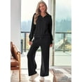 thumbnail image 3 of Womens 2 Piece Sweatsuits Loungewear Sets Quarter Zip Pullover Sweatshirts with Wide Leg Sweatpants, 3 of 5
