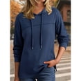 thumbnail image 4 of Sudadera con Capucha para Mujer, Informal, de Punto Gofre, de Larga, con Cordón Ajustable, Ligera, con Capucha Azul Marino XXL, 4 of 8