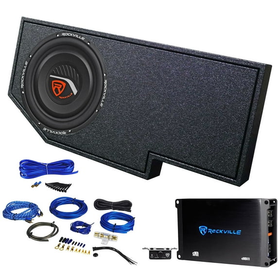 Rockville 12" Subwoofer Sub Box Mono Amplifier For Dodge 2002- Current Quad Cab