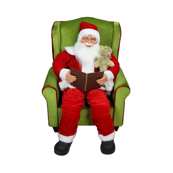 Northlight 32" Santa Claus Sitting in Green Arm Chair Christmas Figure