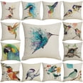 thumbnail image 2 of Hummingbird Flower Linen Throw Pillow Case Cushion Cover Sofa Bed Home Decor, 2 of 8