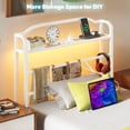 thumbnail image 6 of NISIEN Twin Size LED Bed Frame with Storage Headboard & Charging Station, Metal Platform Bed, White, 6 of 11