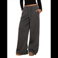 thumbnail image 2 of Pantalones Deportivos de Pierna para Mujer, Holgados, con Cordón, de Cintura Alta y Bolsillos Gris Carbón L, 2 of 10