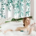 thumbnail image 2 of Extra Long Shower Curtain 72 x 84, Teal Floral Shower Curtain for Bathroom, Watercolor Plant Eucalyptus Leaves Fabric Shower Curtain Set with Hooks, 2 of 6