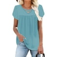 thumbnail image 7 of ZQUUVOU Women's T-Shirt Crewneck Cap Sleeve Loose T Blouses Shirts Blue (S), 7 of 7