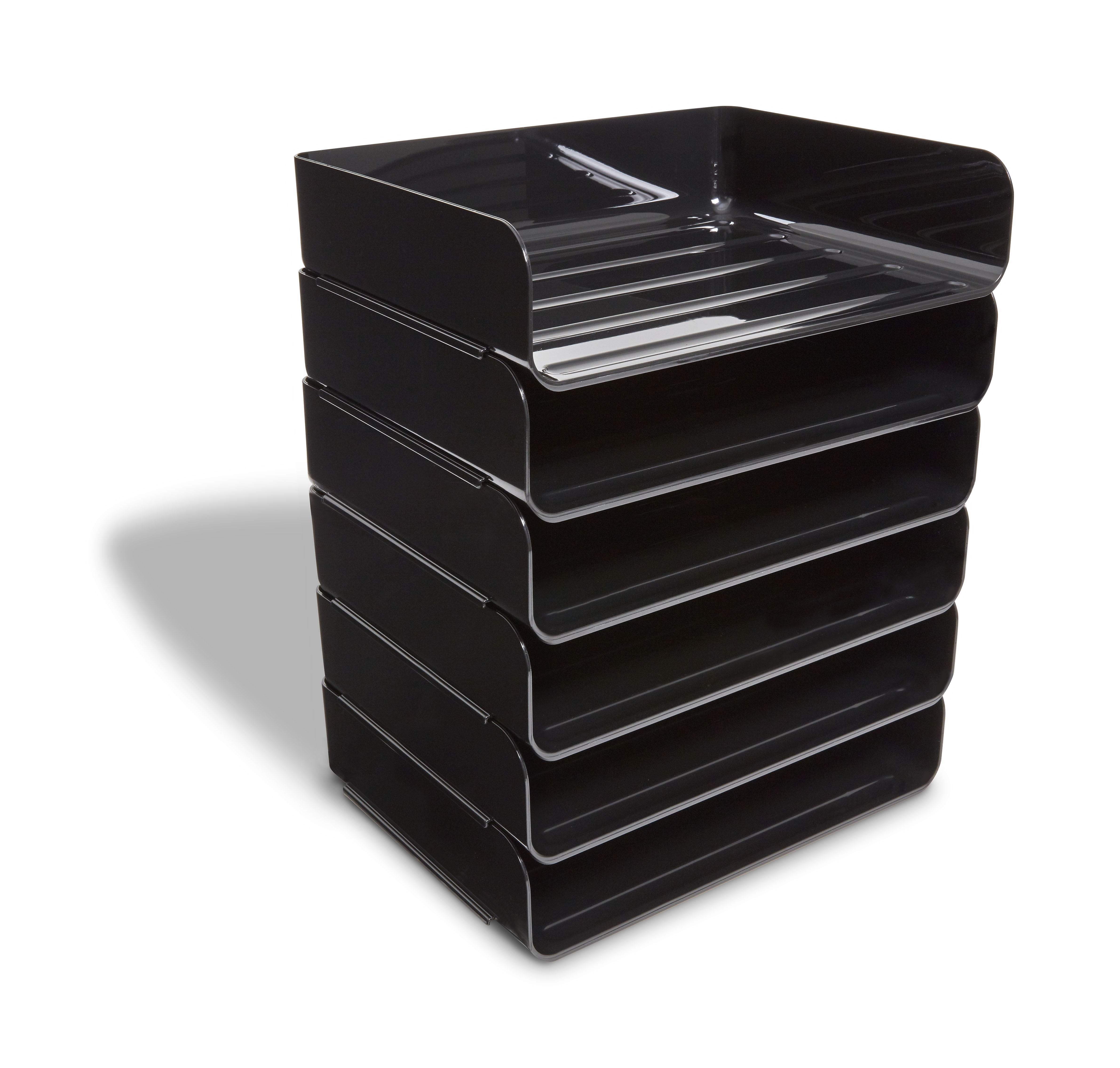 MyOfficeInnovations Side Load Stackable Plastic Letter Tray, Black