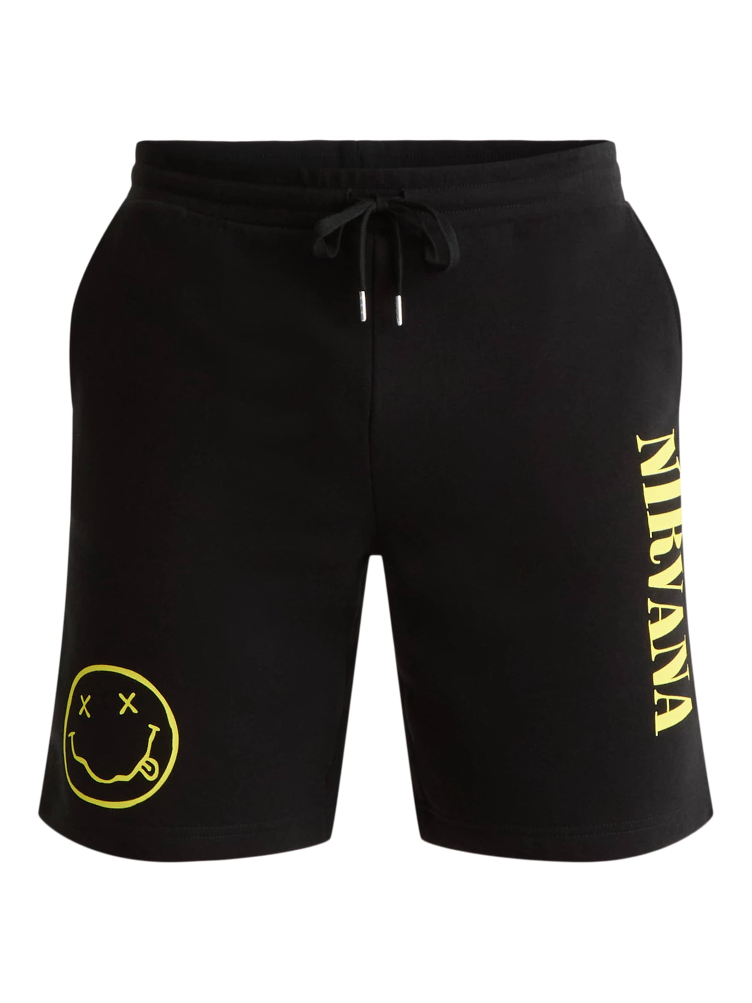 Nirvana Men's & Big Men's Smiley Graphic Jogger Shorts, Sizes XS-3XL