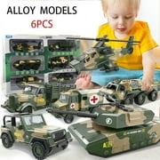 6PCS children's toy car alloy pull back military car tank toy set off-road vehicle ambulance set boy toy car