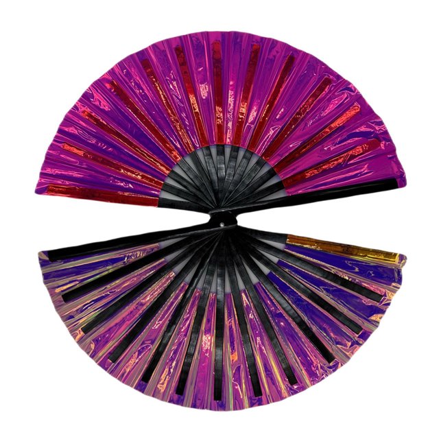 Abanico de Kung FU de 10 pulgadas con rayas de colores, abanico de baile, fiesta, festival de música, abanico de bambú, accesorios para escenario de fiesta, un abanico