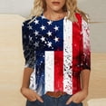 thumbnail image 2 of SELONE 3/4 Sleeve T Shirts For Women Fourth of July Print Star Stripe Tops Crewneck Clothes Patriotic Graphic Wear, 2 of 5