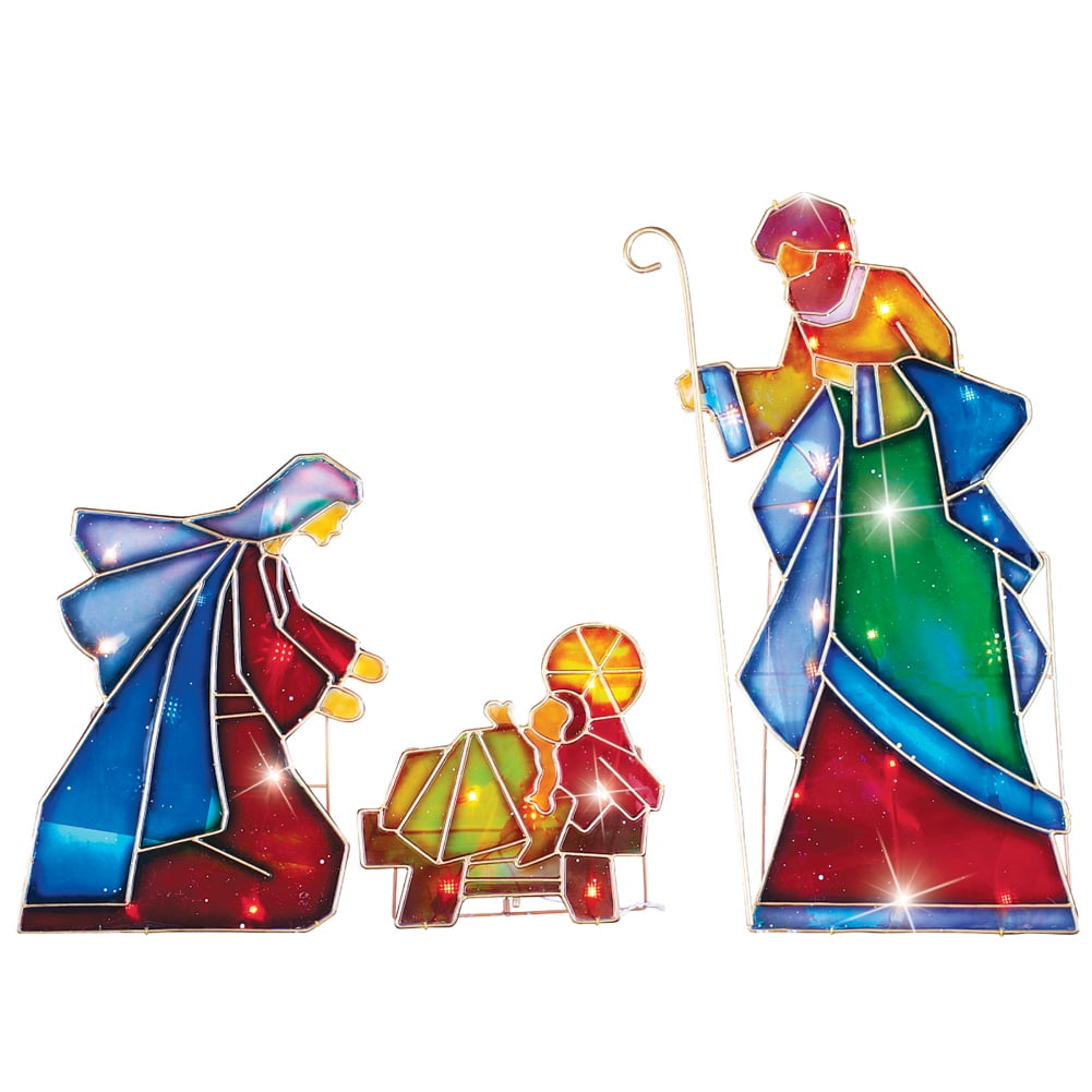 Collections Etc Lighted Joy Nativity Scene Holiday Sculpture