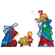 Collections Etc Lighted Outdoor Mosaic Nativity Christmas Scene - 3pc