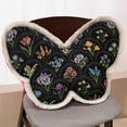 thumbnail image 5 of Butterflies Throw Pillow Butterfly Shape Design Pillow with Flower Pattern Cute Living Room Bedroom Decoration Gifts for Women Girl (Black), 5 of 6