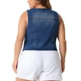 thumbnail image 3 of Agnes Orinda Women's Plus Size Denim Vest Sleeveless V Neck Washed Distressed Waistcoat Vests, 3 of 6