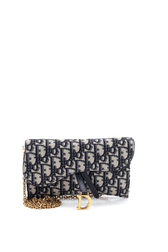 Pre-Owned Saddle Chain Wallet Oblique Canvas By Rebag