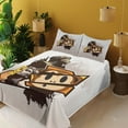 thumbnail image 2 of Ambesonne Emoji Fitted & Top Sheet Set with Shams, Antique Vibes Cartoon Monkey, Tan Apricot Brown, 2 of 5
