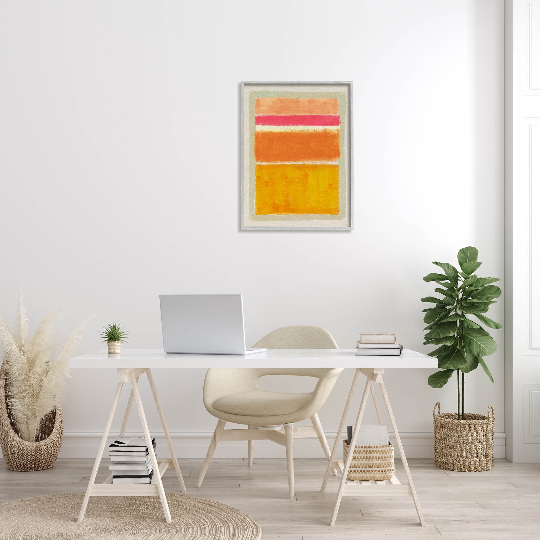 Stupell Industries Varied Orange Stripes Arrangement Painting Gray Framed Art Print Wall Art, Design by Victoria Barnes
