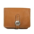thumbnail image 1 of Pre-Owned Hermes Hermès Dogon Leather Wallet/Coin Case, Brown and Silver, Men's Women's,..., 1 of 5