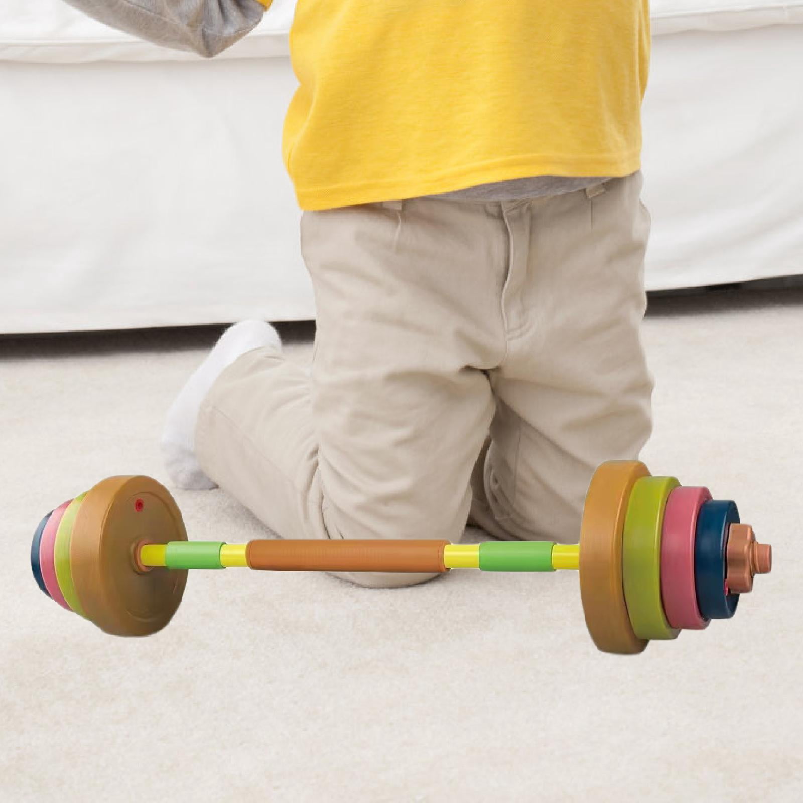 JWQFBC Kids Dumbbell Barbell Toy Adjustable Weight Powerlifting for Ages 3+ Educational Morandi Color