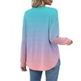 thumbnail image 6 of successthop Womens V Neck Shirts Long Sleeve Tunic Tops Button Pullover T Shirts Print Casual Clothes Blue 2XL, 6 of 7