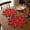 Red, variant on Christmas Poinsettia Placemats Set of 2,Embroidered Table Mats Red Green Round Flower Fabric Mats,Double Layer,Xmas Dinner Table Doilies Festive Party Home Decoration