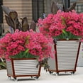 thumbnail image 2 of Viworld 6 Bundles Artificial Flowers for Outdoors, Fake Flowers in Bulk Plastic Plants UV Resistant Faux Greenery Boxwood for Hanging Planters Vase Indoor Outside Decorations (Rose Red), 2 of 8