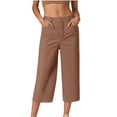 thumbnail image 2 of Capri Pants for Women Spring Summer Wide Straight Leg Relaxed Fit Capris with Pockets Business Casual Work Pants, 2 of 5