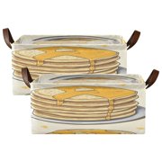 Food Pattern Design Open Home Storage Bins Foldable Metal Frame Shelf Baskets 16.9x11.4x7.7in Water-Resistant