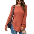 thumbnail image 1 of Haut Tricoté d'Automne, Chandail Tricoté pour Femmes, Long Ourlet Fendu, Haut Tricoté d'Automne, Chandail Tricoté pour Femmes, Chemise Compacte Légère, 1 of 5