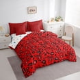 thumbnail image 3 of jejeloiu Abstract Cheetah Pattern 7pcs Bedding Comforter Set,Wild Animal Leopard Queen Bedding Sets,Black Red Queen Sheet Sets For Men Women,Breathable Home Decor Reversible, 3 of 8