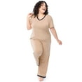 thumbnail image 4 of Fruit of the Loom Women's Soft & Breathable V-Neck Short Sleeve Top & Pajama Pant Set, Sizes S-4X, 4 of 10