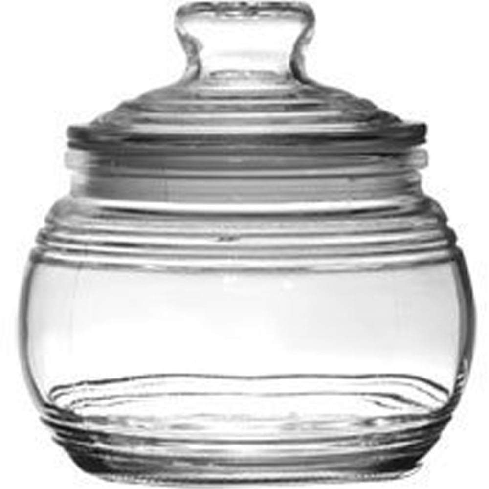 Glass Candy Jar with Ribbed Accents and TightSealing Lid, 19 oz., 4.5
