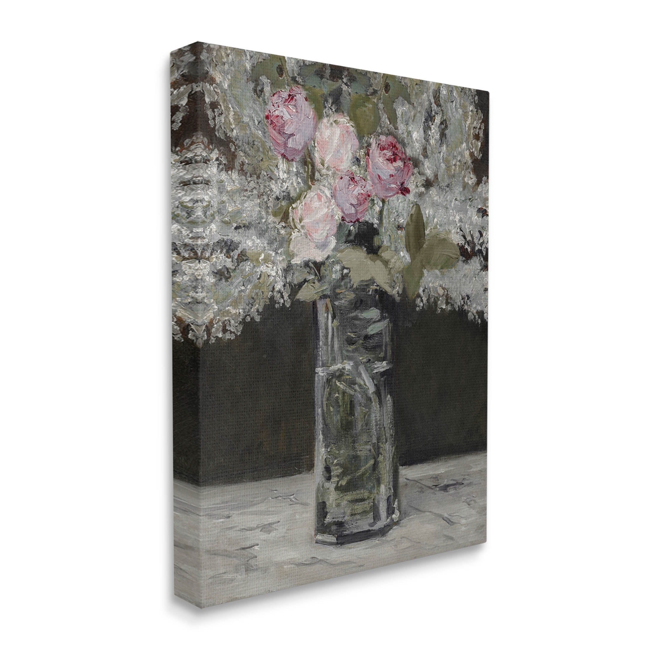 Traditional Rose Bouquet Still Life Botanical & Floral Painting Gallery Wrapped Canvas Print Wall Art