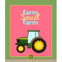 37" X 44" Panel Tractor John Deere Farms Farm Sweet Farm Plaid Multicolor Cotton Fabric Panel (70217-A620715)